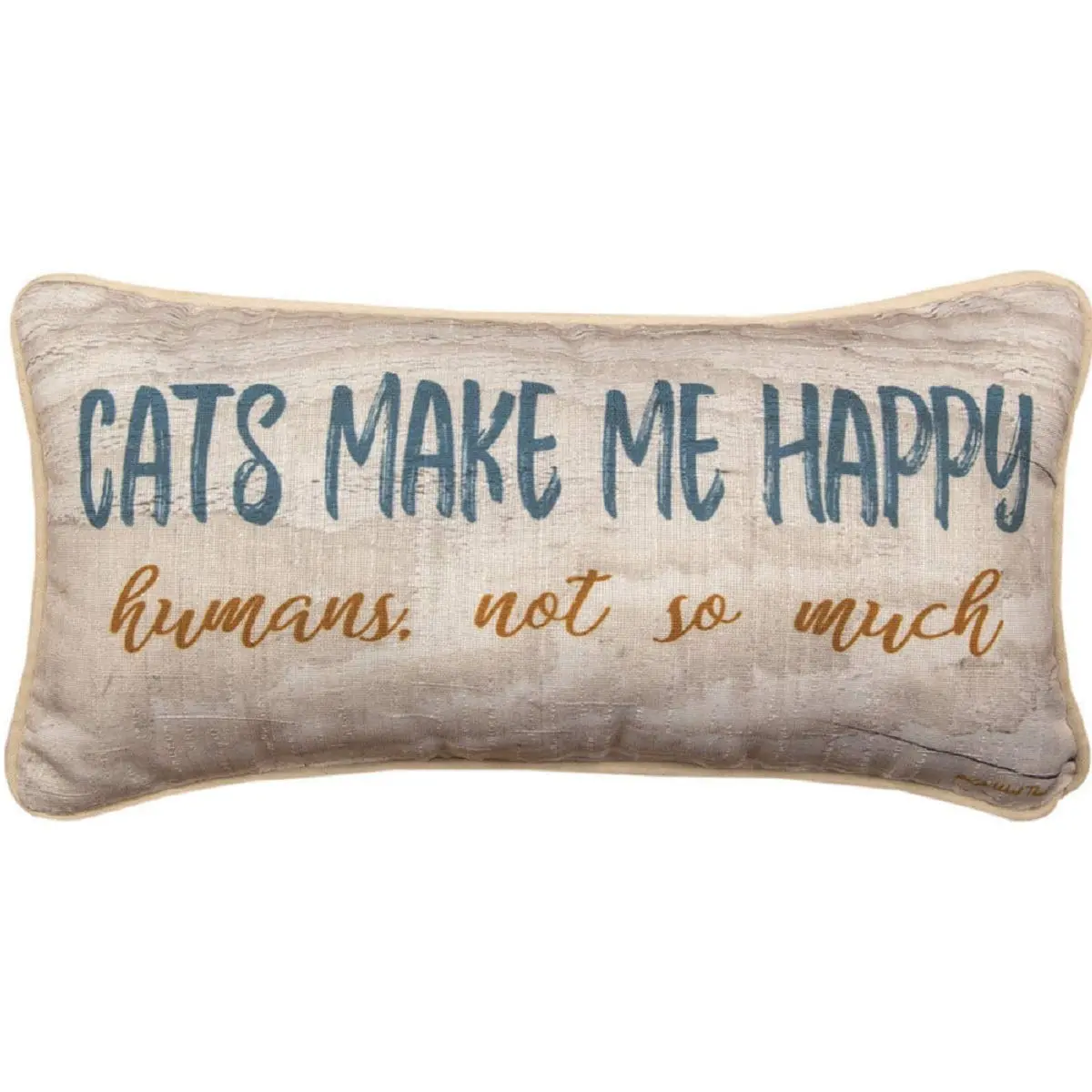 MWW Cats Make Me Happy Pillow 17" x 9" | Modern Cartoon Cat Design - main product image