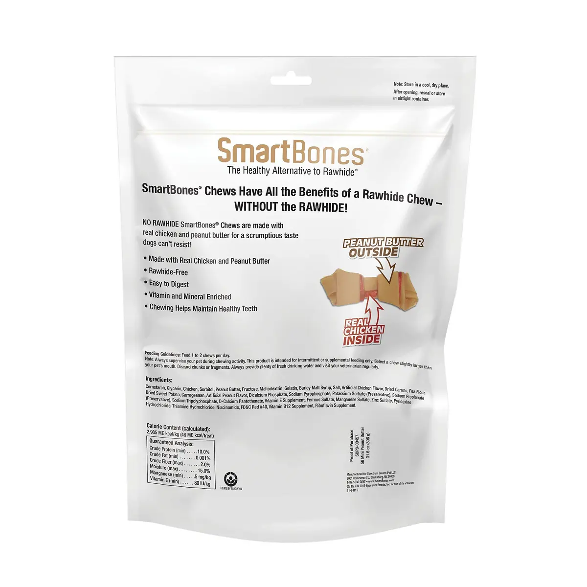 SmartBones Mini Bones Rawhide-Free Dog Treat, Peanut Butter, 56 Count | Healthy, Digestible Chew for Small Dogs - view 2