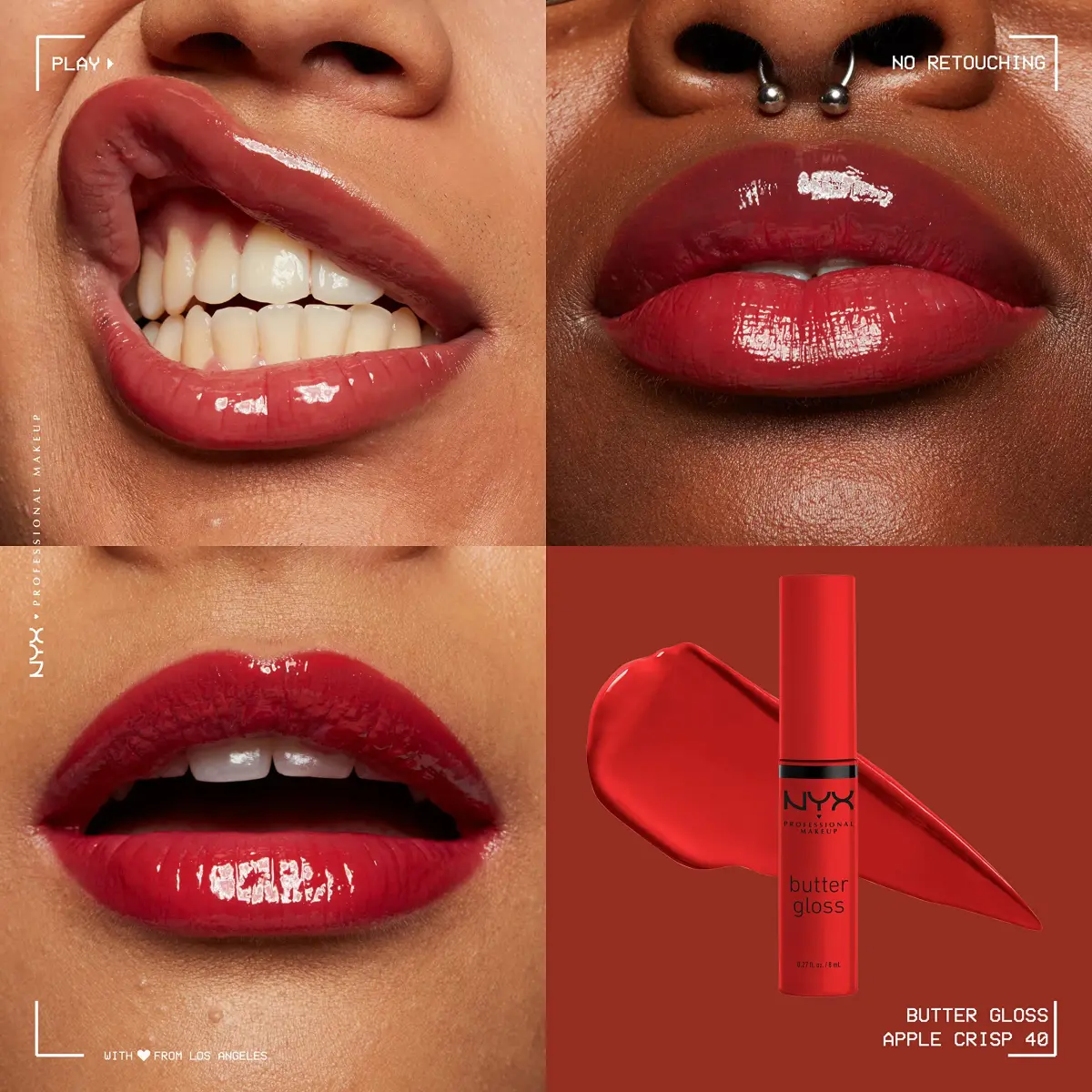 NYX PROFESSIONAL MAKEUP Butter Gloss Apple Crisp, Modern Red | 8 ml (0.27 Fl Oz) - view 3