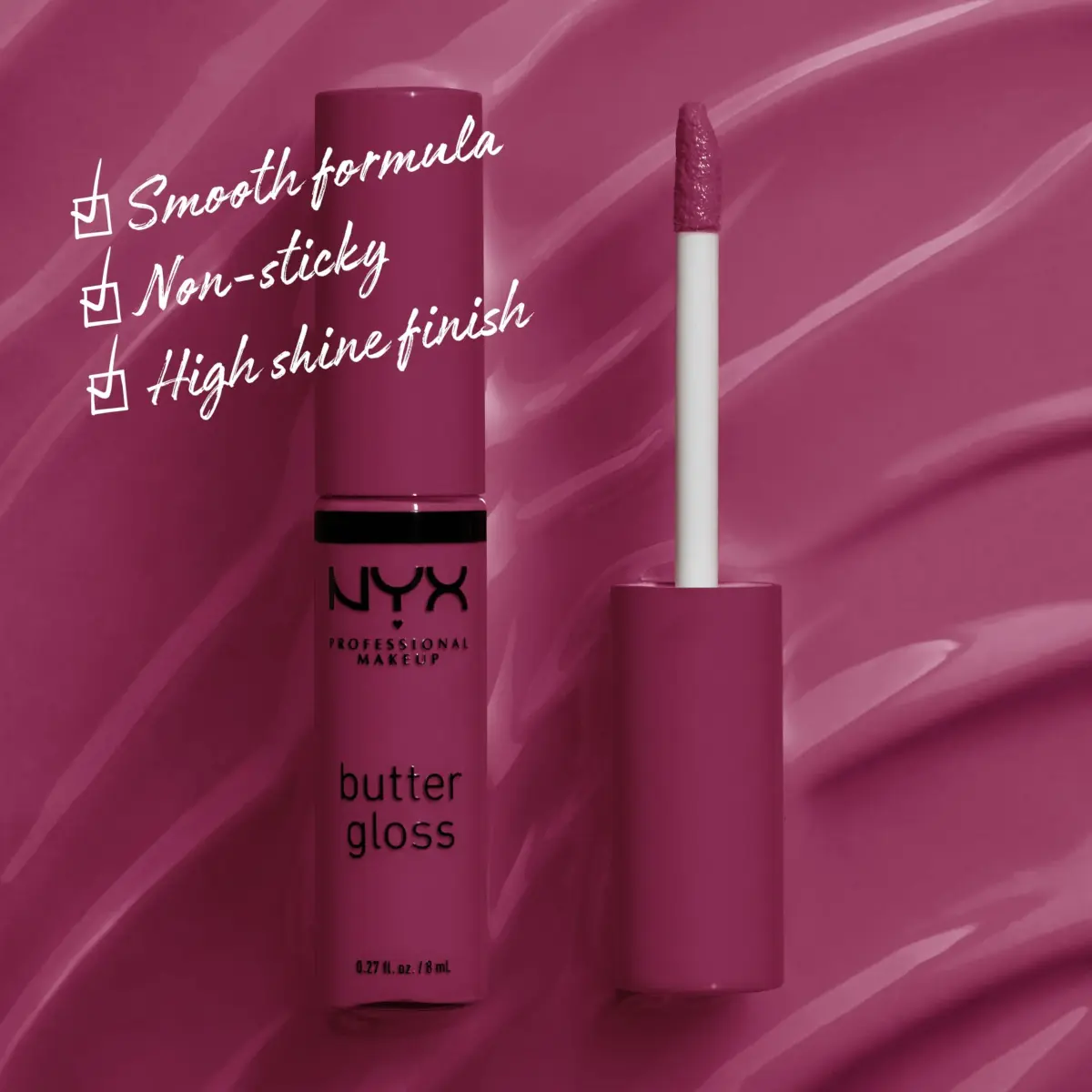 NYX PROFESSIONAL MAKEUP Butter Gloss Lip Gloss - Cranberry Pie (Mauve Purple) 7.9ml (0.27 Fl Oz) | PETA Certified Cruelty-Free - view 2