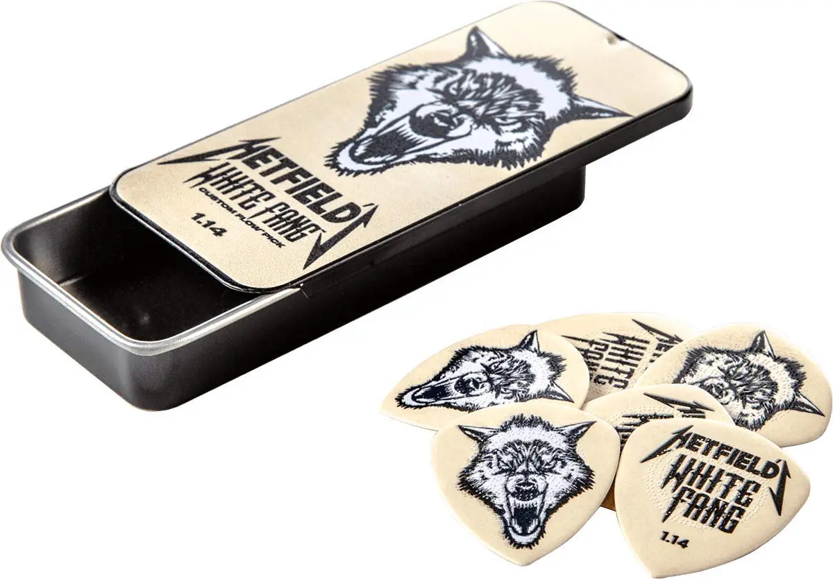Jim Dunlop Hetfield's White Fang Pick Tin 1.14MM | Superior Grip & Snappy Attack - main product image