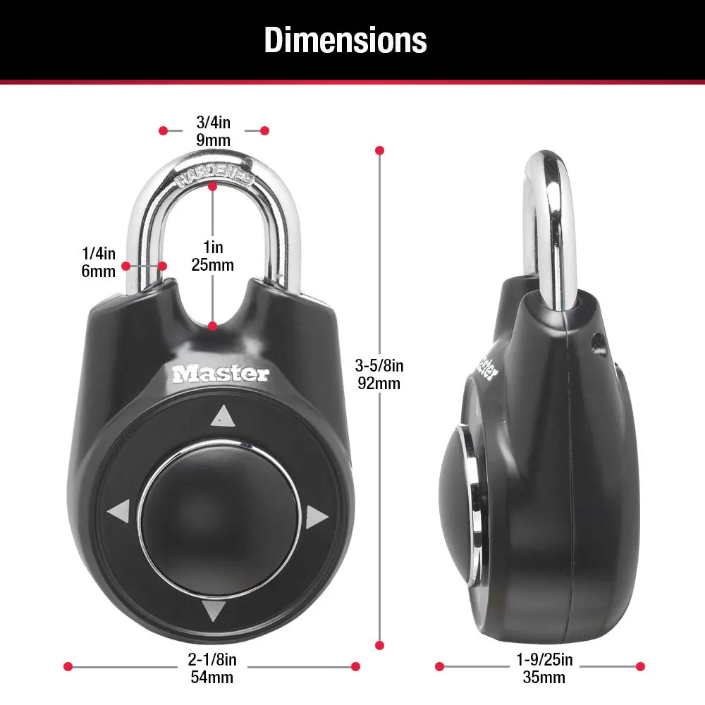Master Lock 1500iD Set Your Own Directional Combination Padlock, Black | Secure, Durable & Easy to Reset - view 6