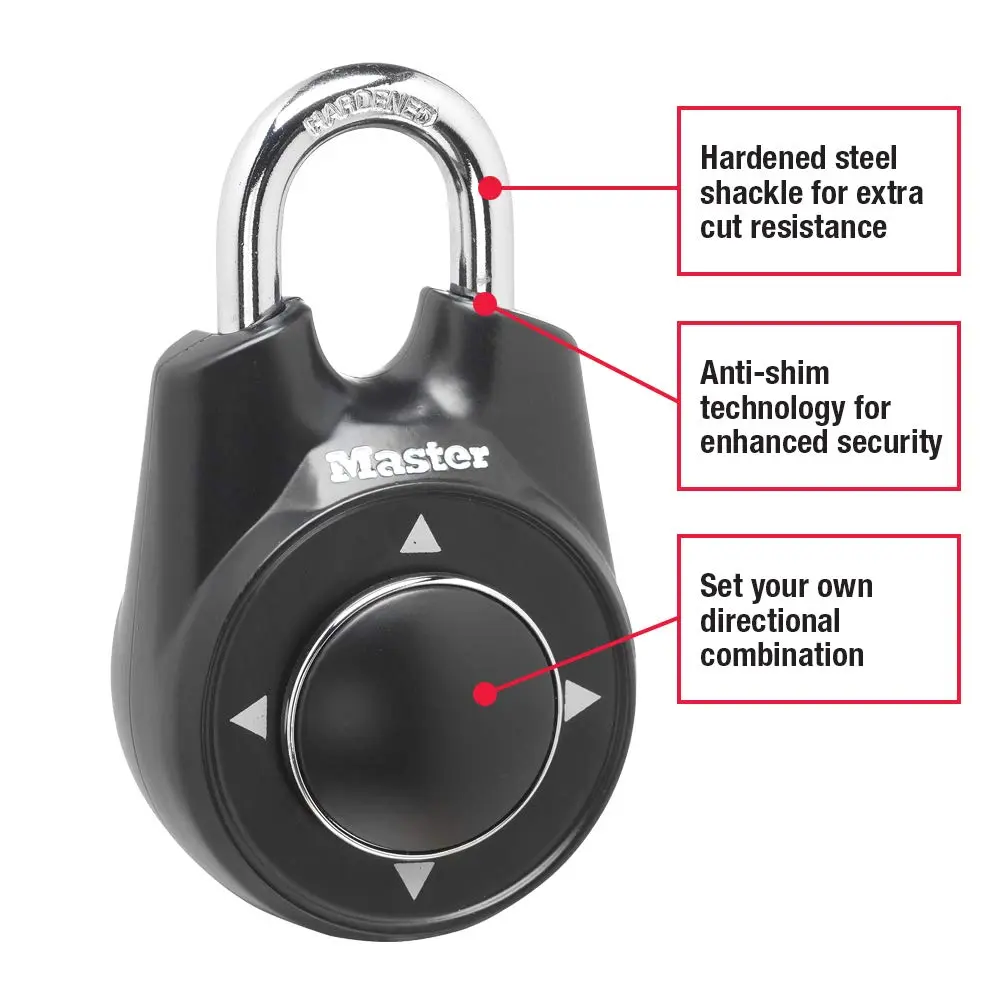 Master Lock 1500iD Set Your Own Directional Combination Padlock, Black | Secure, Durable & Easy to Reset - view 2