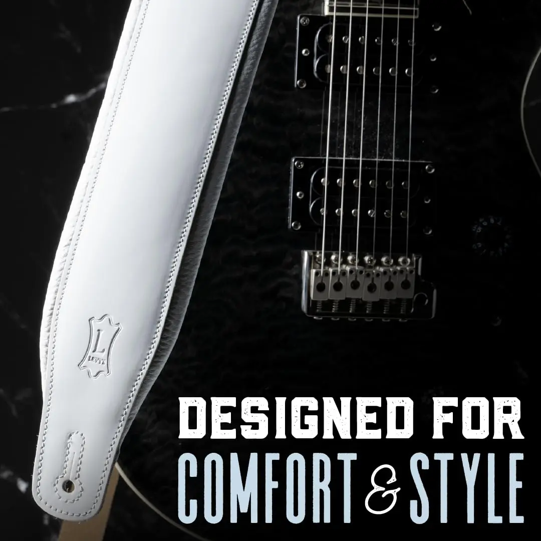 Levy's Leathers 3" Wide Amped Leather Series Guitar Strap with Foam Padding and Garment Leather Backing, Dark Brown (M26PD-DBR_DBR) | 9.5 cm (3.8") Tall - view 3