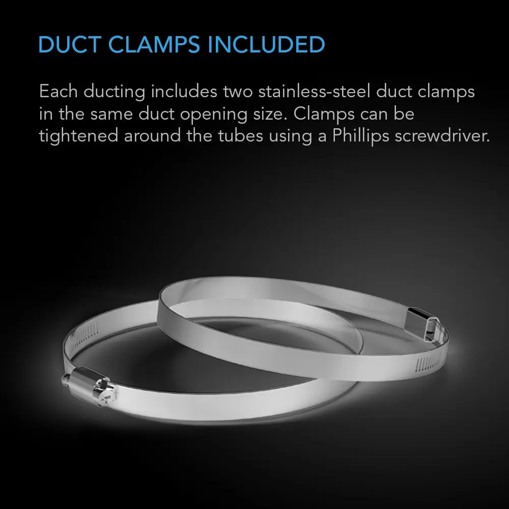 AC Infinity Flexible Aluminum Ducting 10 inch (25.4 cm) x 8 ft | Heavy-Duty Four-Layer Ventilation Tube with Clamps - view 4