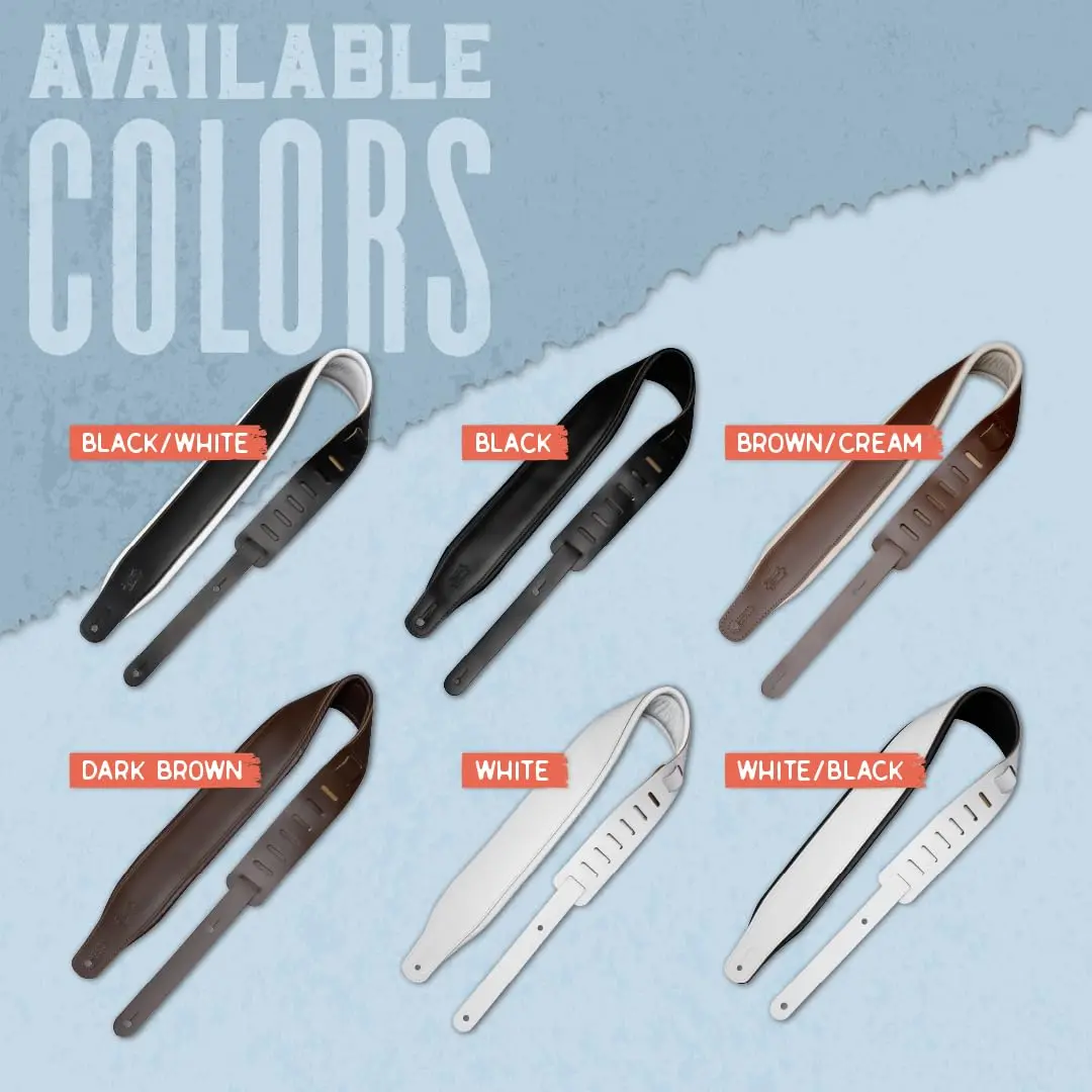 Levy's Leathers 3" Wide Amped Leather Series Guitar Strap with Foam Padding and Garment Leather Backing; Brown and Cream - view 7