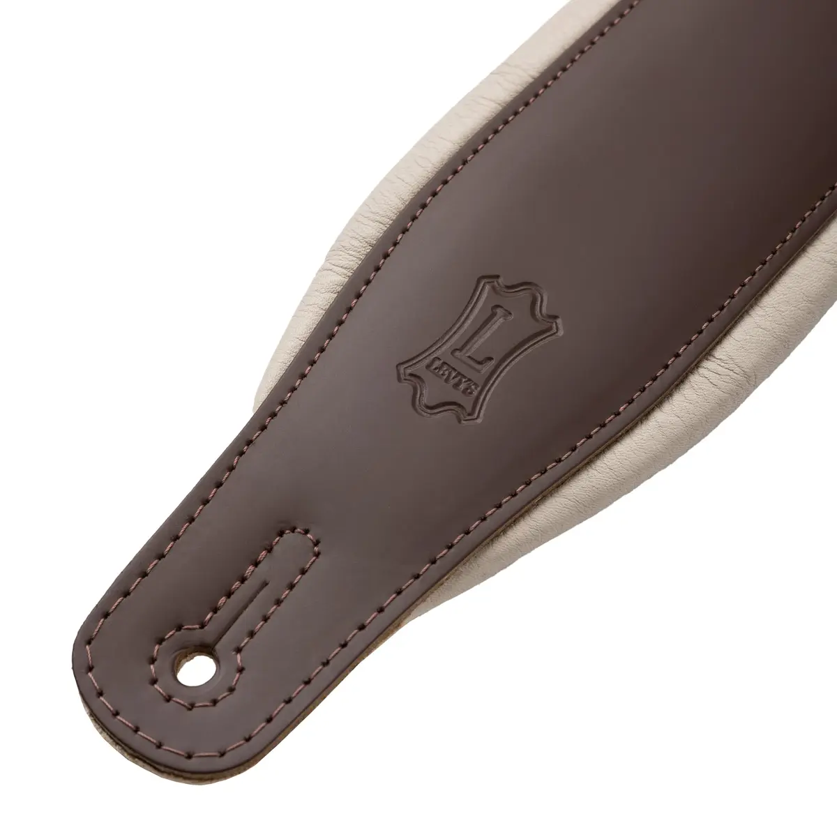 Levy's Leathers 3" Wide Amped Leather Series Guitar Strap with Foam Padding and Garment Leather Backing; Brown and Cream - view 8