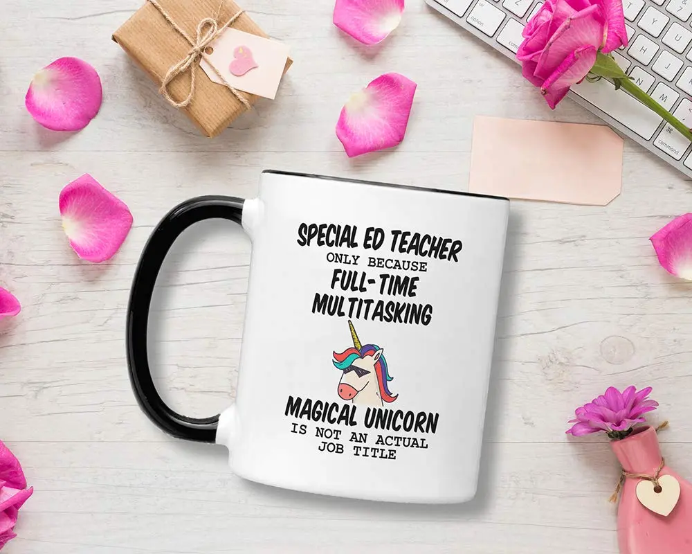 Casitika Special Education Teacher Mug. 11 oz White Ceramic Cup for Special Ed Teachers | Unicorn Not An Actual Job Title - view 2