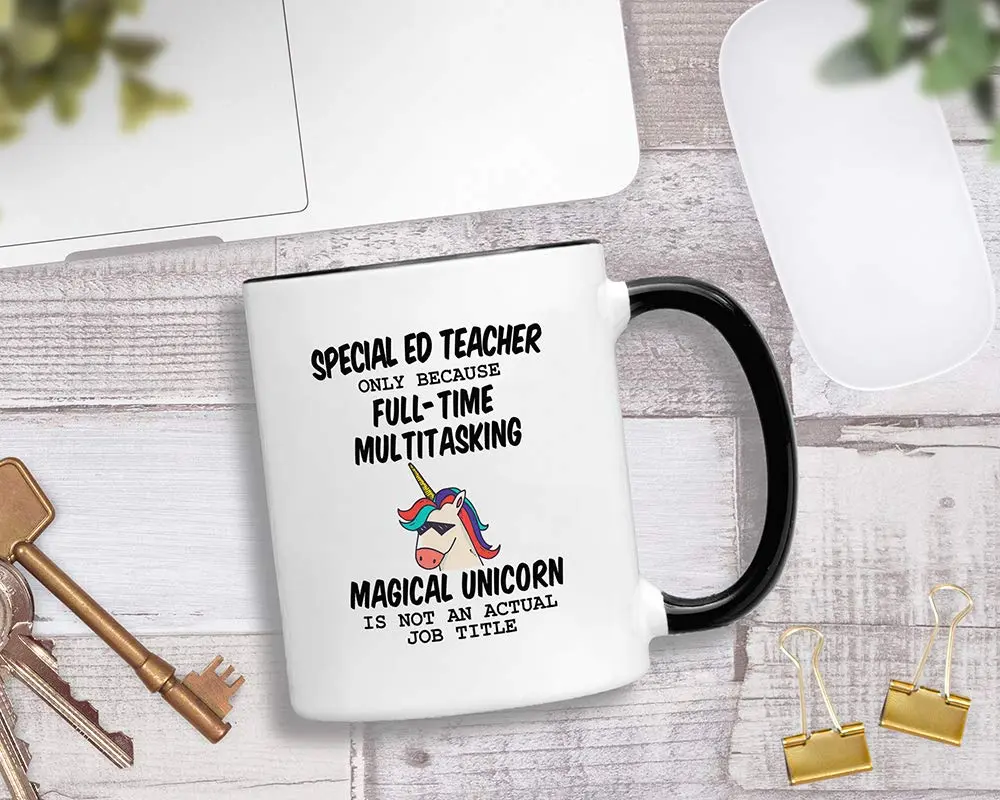Casitika Special Education Teacher Mug. 11 oz White Ceramic Cup for Special Ed Teachers | Unicorn Not An Actual Job Title - view 3