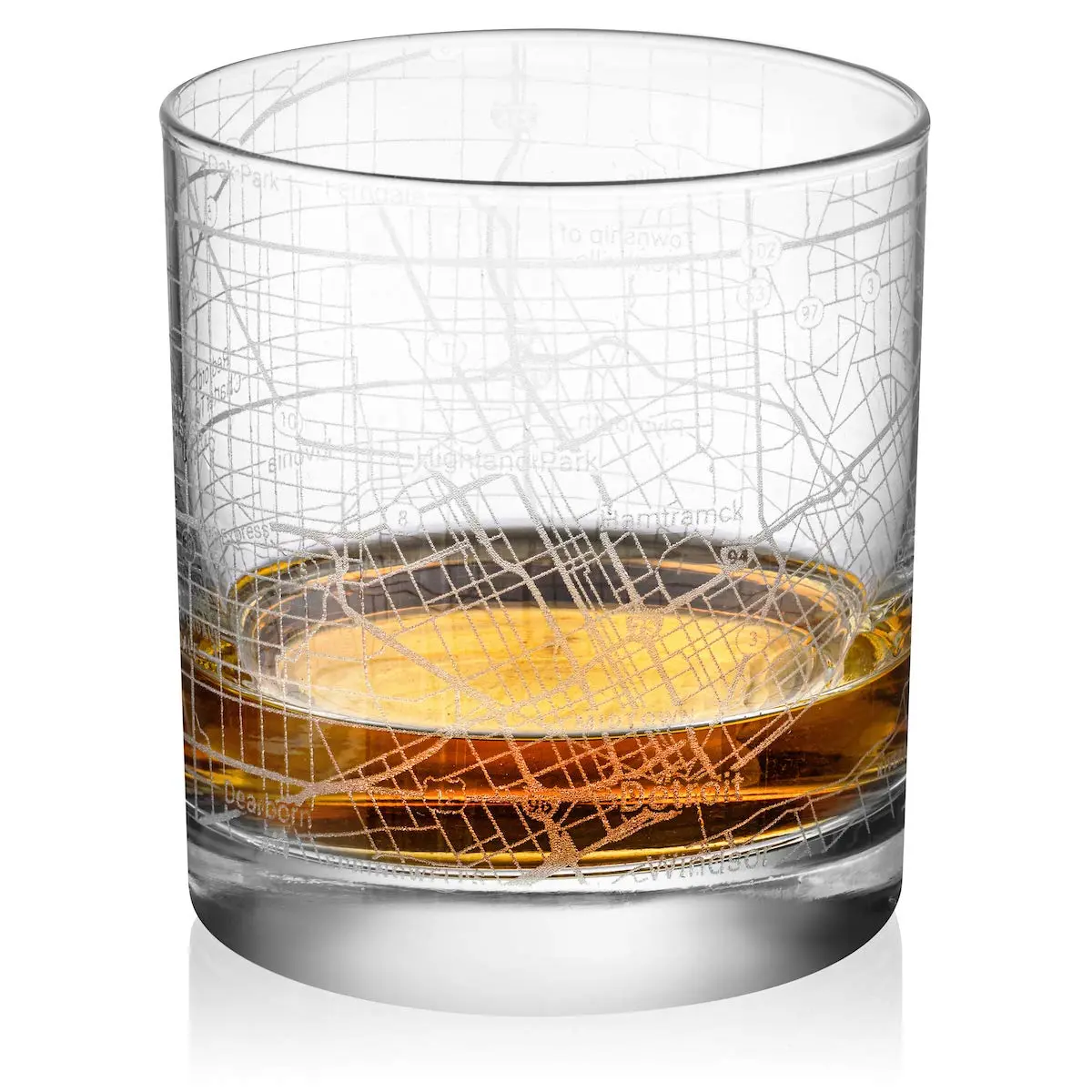 Or Something Detroit City Map Old Fashioned Whiskey Glass 355ml (11oz) | Dishwasher Safe - main product image