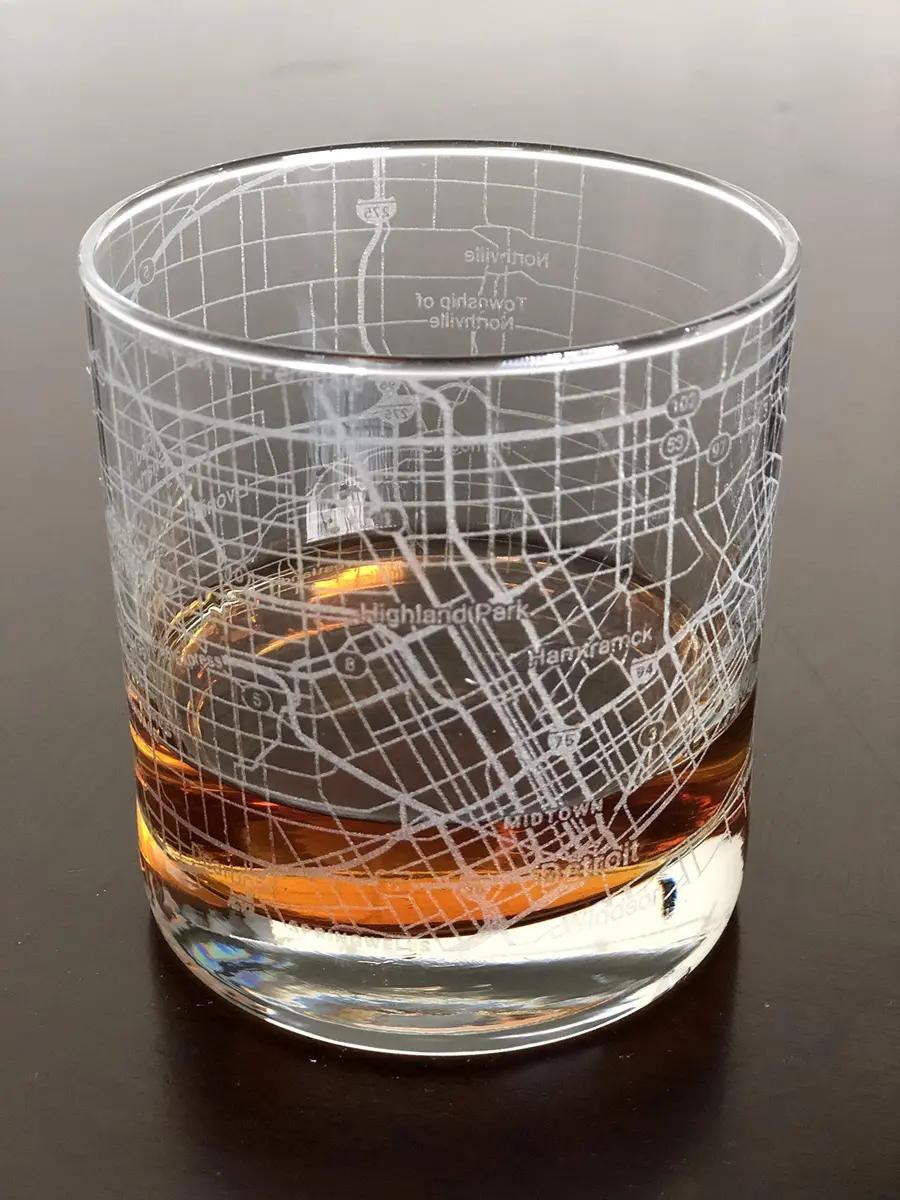 Or Something Detroit City Map Old Fashioned Whiskey Glass 355ml (11oz) | Dishwasher Safe - view 2