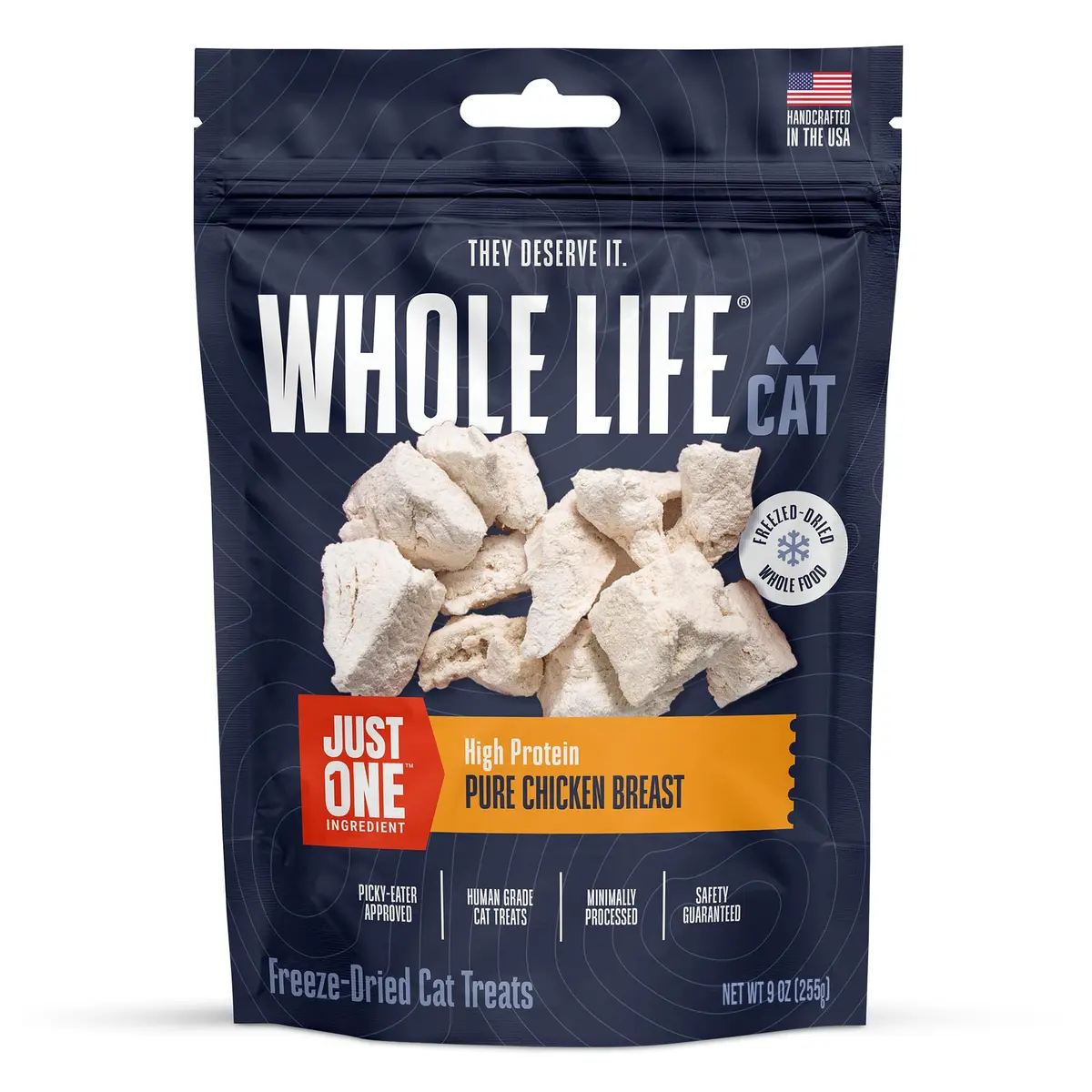 Whole Life Pet Products Just One Chicken Freeze Dried Cat Treats 255g (9 oz) | High Protein Cat Food Topper - main product image