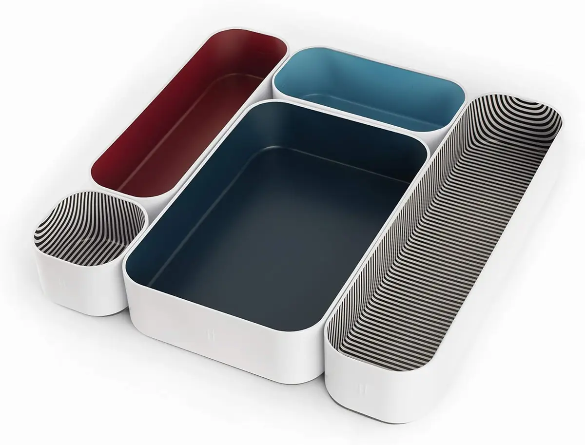 Three by Three Seattle Metal Drawer Organizer Tray Set, 5-Pc | Colorful, Stackable, Customizable Storage - main product image