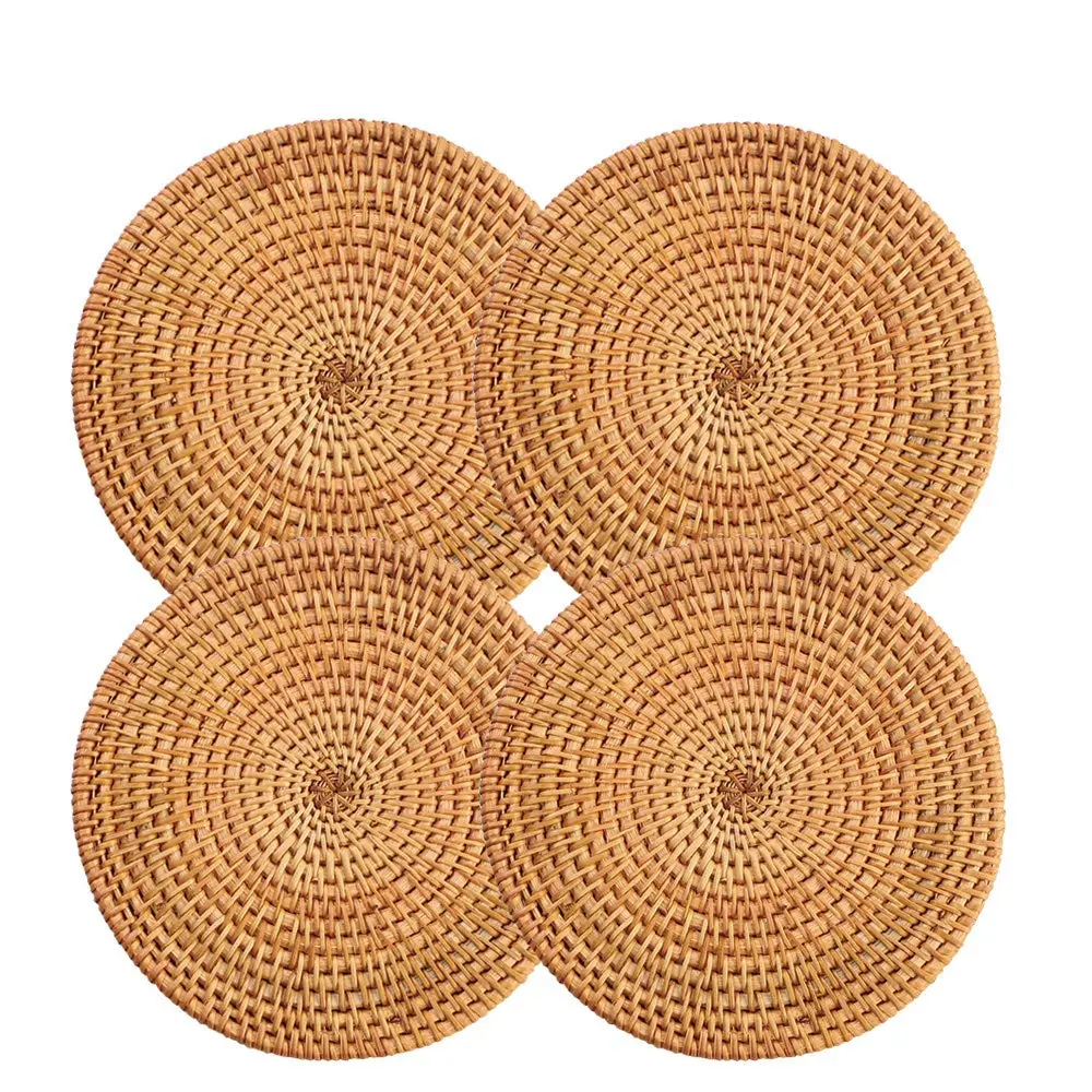 Unknown Trivet 8.66 inch Round Gold | Heat Resistant Woven Wood for Kitchen & Dining - main product image