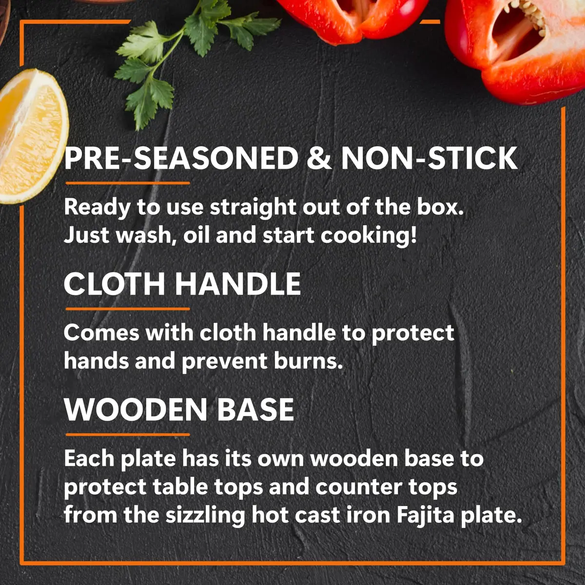 Mr. Bar-B-Q Cast Iron Fajita Sizzling Plate with Wooden Base and Cloth Handle, 25 cm (10 inch) | Authentic Sizzling Fajitas & Steaks - view 6