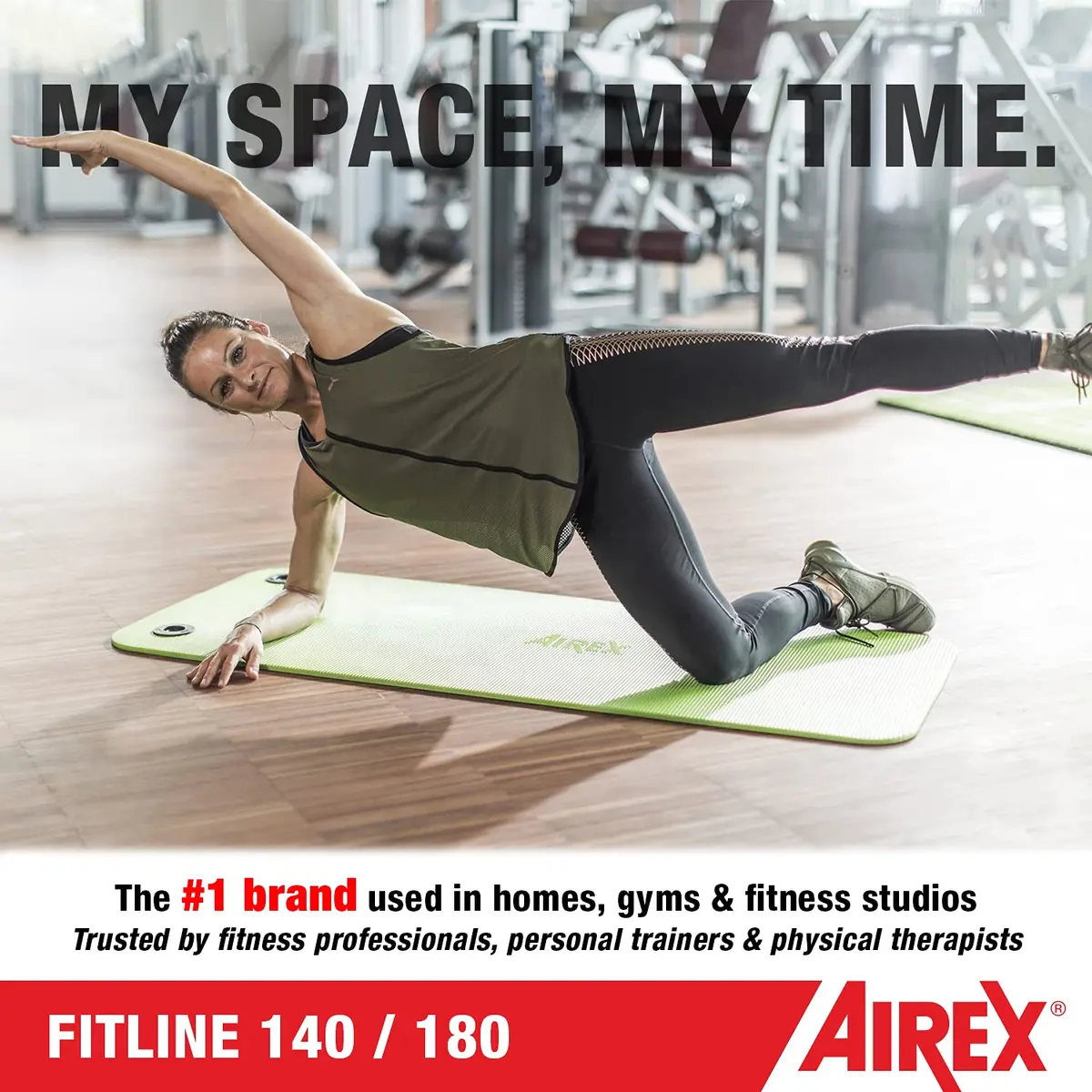 AIREX Fitline 180 Premium Exercise Mat 71" x 24" Lime | Water-Resistant, Non-Slip, Lightweight - view 5