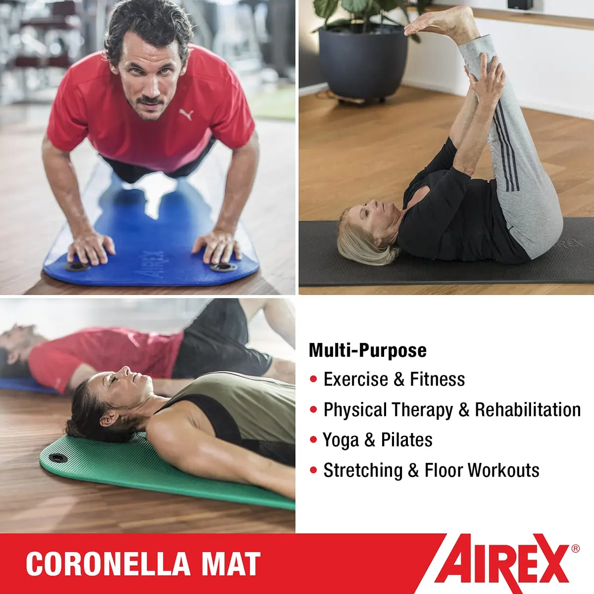 AIREX Coronella Exercise Mat 72" x 23" | Supportive Foam for Home & Gym Workouts - view 3