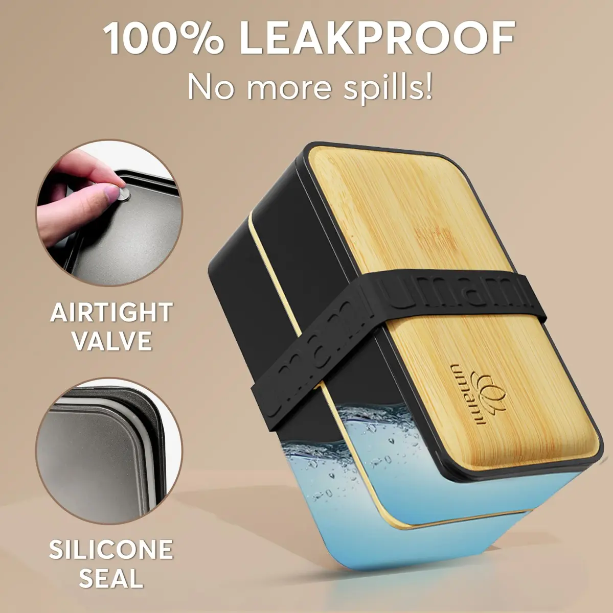 Umami Bento Box Adult, Stackable Lunch Box 1.2L (40 oz) | Leakproof, Microwavable, Dishwasher Safe - view 4