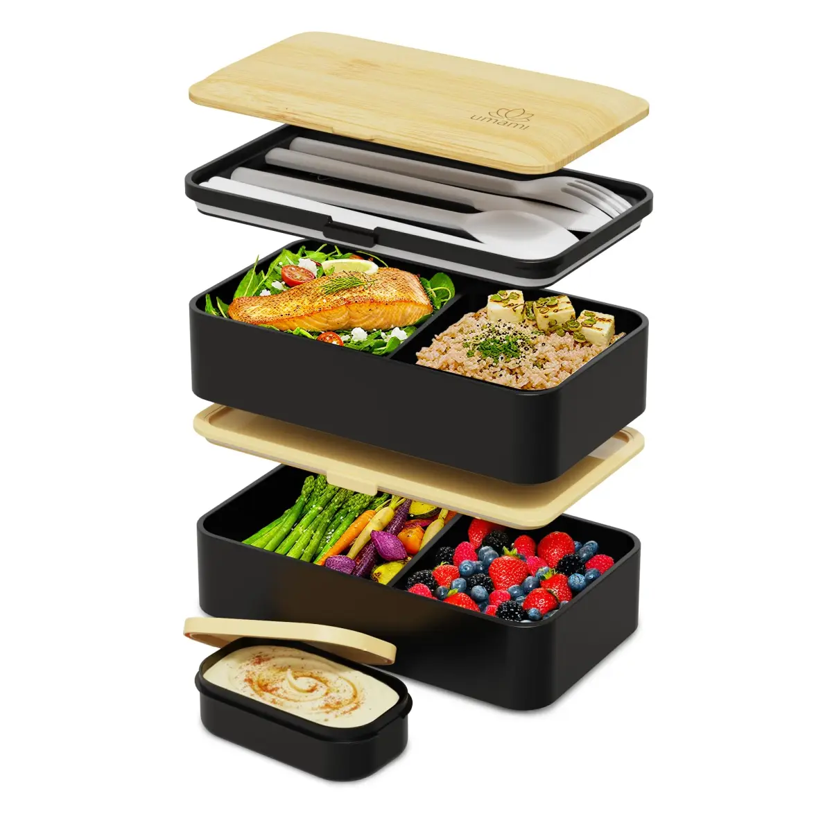 Umami Bento Box Adult, Stackable Lunch Box 1.2L (40 oz) | Leakproof, Microwavable, Dishwasher Safe - main product image
