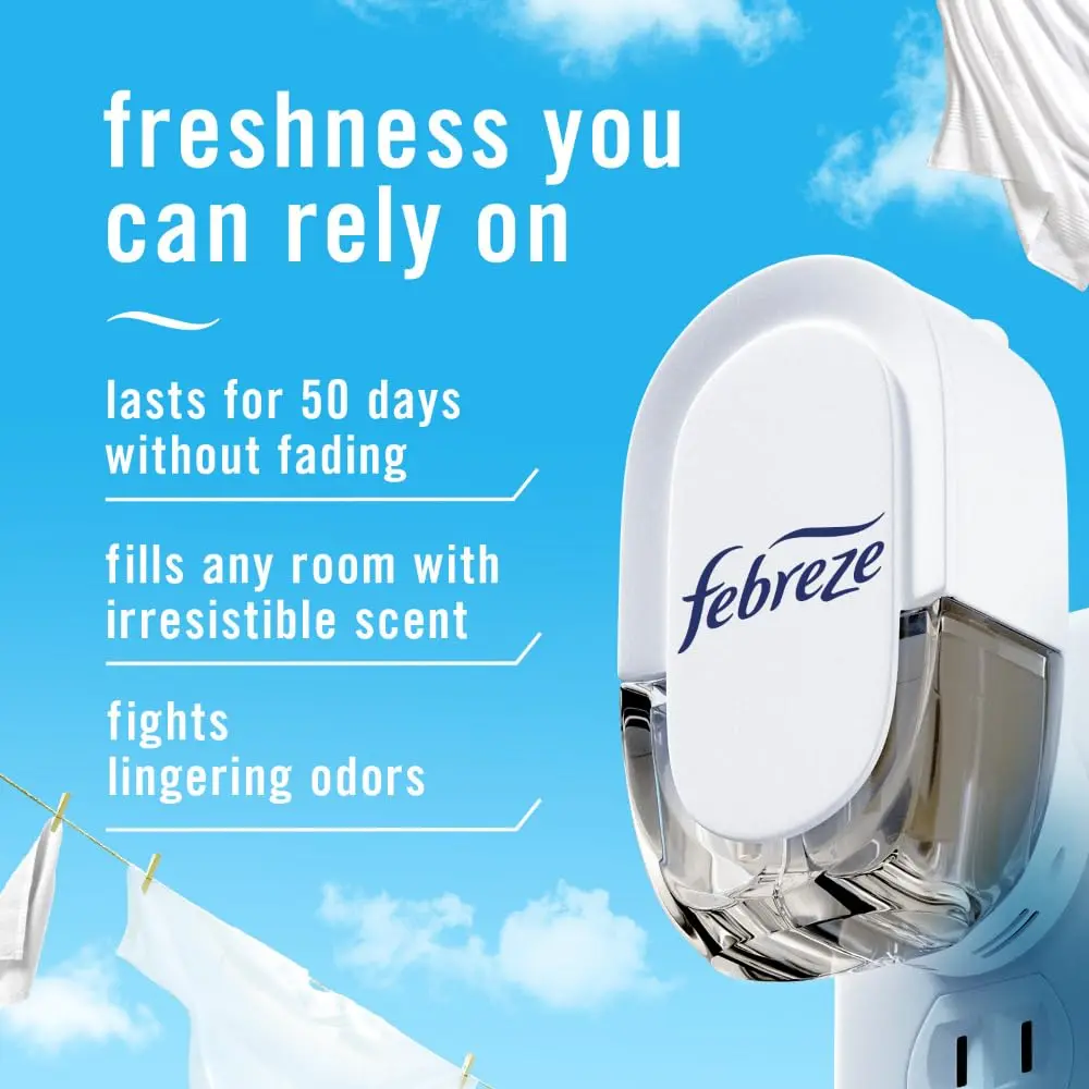 Febreze Fade Defy PLUG Air Freshener Refills, Linen & Sky Scent, 2.61 fl oz (77 ml) | Lasts 50 Days on Low - view 2