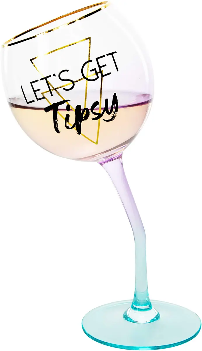 Pavilion Gift Company Let's Get Tipsy Purple Ombre Stemmed Wine Glass 266ml (11 Oz) | Unique Geometric Design - main product image