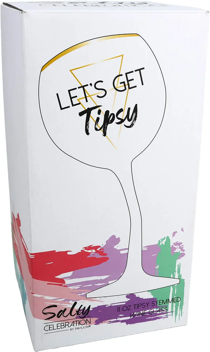 Pavilion Gift Company Let's Get Tipsy Purple Ombre Stemmed Wine Glass 266ml (11 Oz) | Unique Geometric Design - view 8
