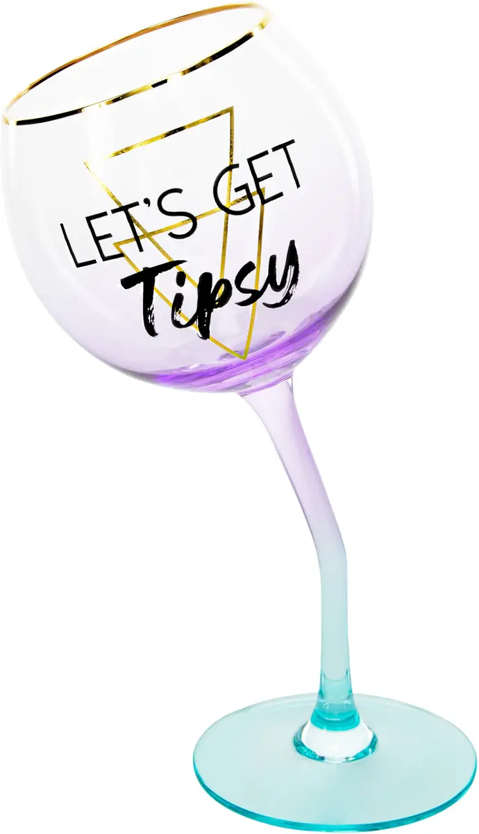Pavilion Gift Company Let's Get Tipsy Purple Ombre Stemmed Wine Glass 266ml (11 Oz) | Unique Geometric Design - view 2