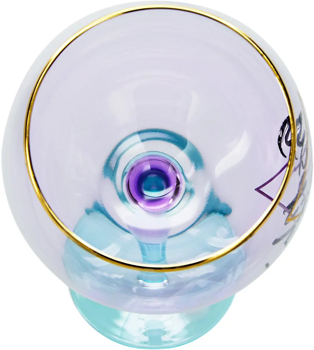 Pavilion Gift Company Let's Get Tipsy Purple Ombre Stemmed Wine Glass 266ml (11 Oz) | Unique Geometric Design - view 3