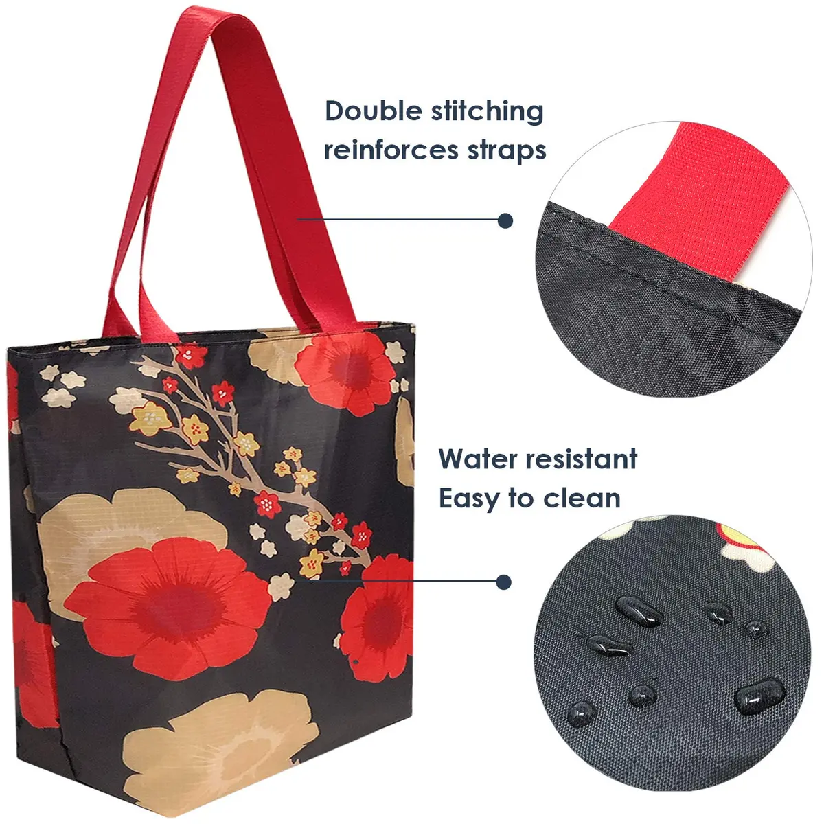 Wrapables Carryall Shopping Tote Bag Large | Waterproof Foldable Durable Ripstop Polyester - view 5