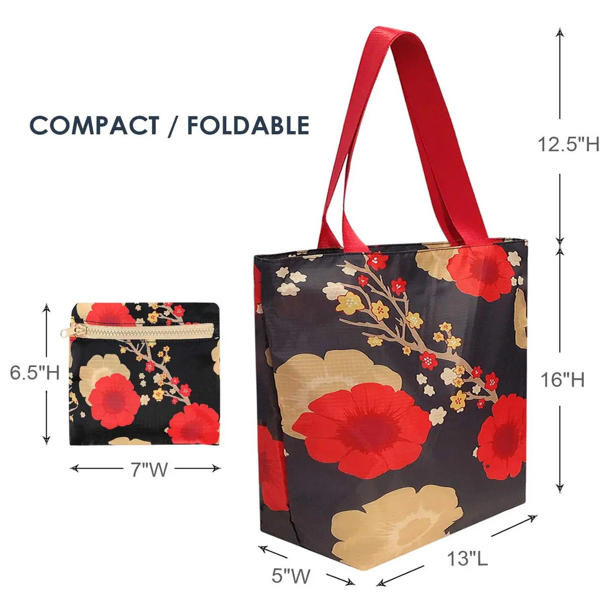 Wrapables Carryall Shopping Tote Bag Large | Waterproof Foldable Durable Ripstop Polyester - view 2