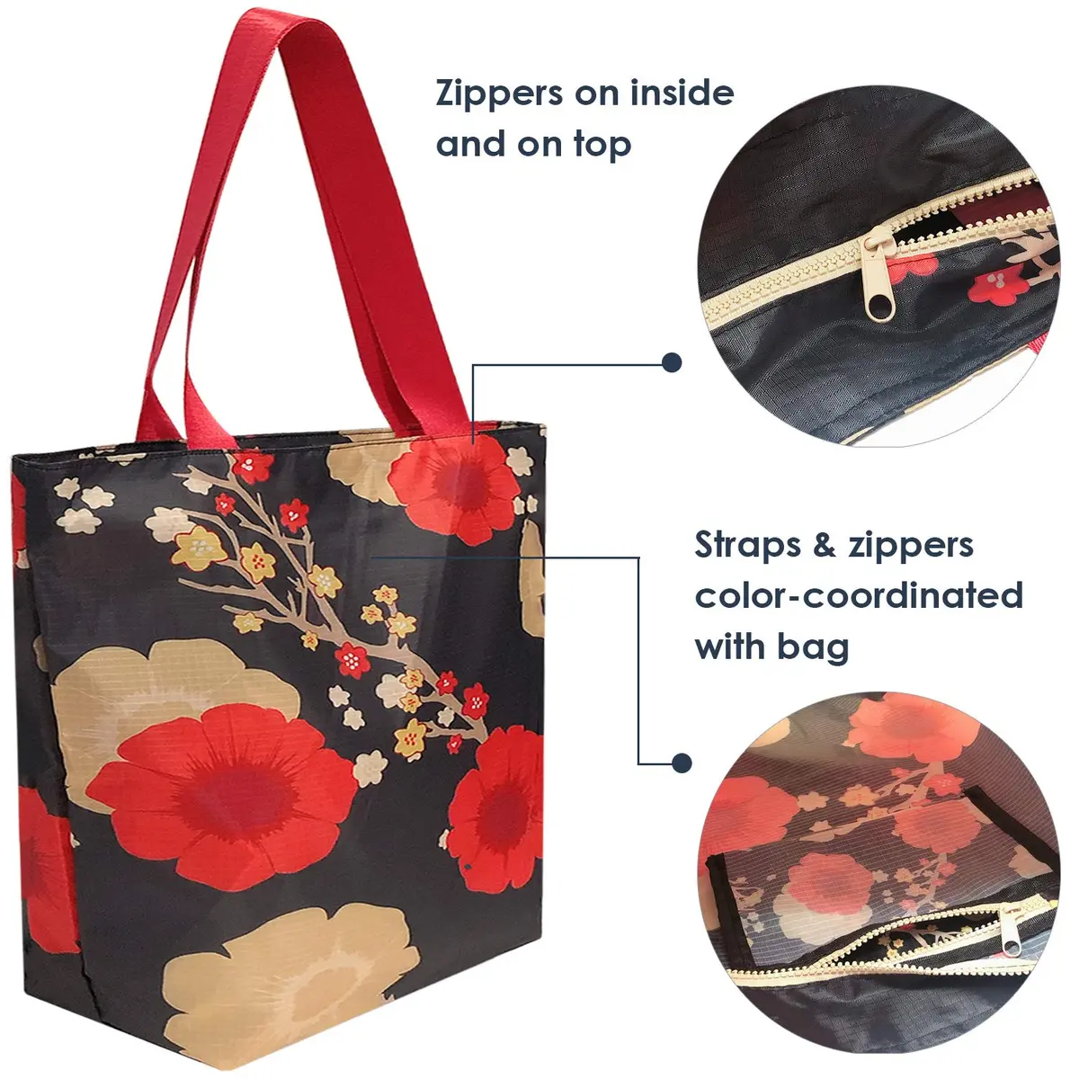 Wrapables Carryall Shopping Tote Bag Large | Waterproof Foldable Durable Ripstop Polyester - view 4