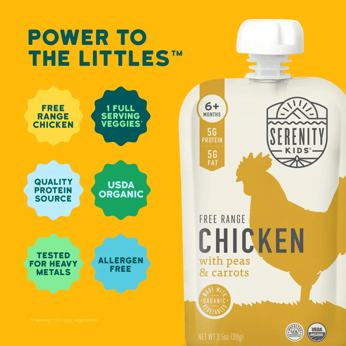 Serenity Kids 6+ Months Chicken Baby Food Pouch | Organic Protein & No Added Sugar (70-120 chars) - view 4