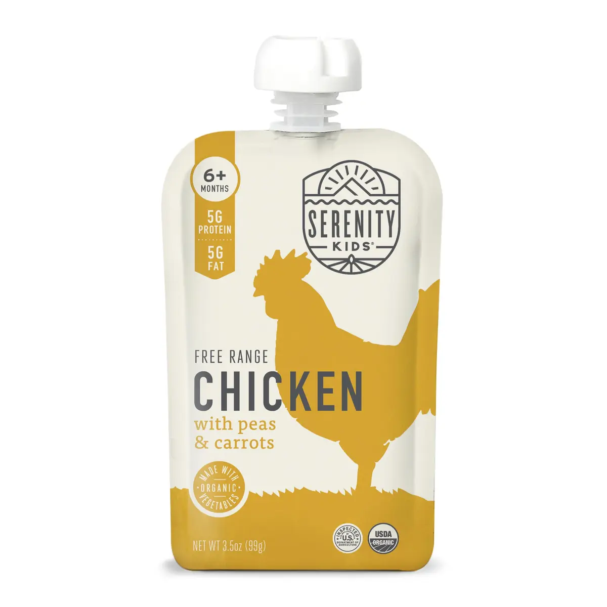 Serenity Kids 6+ Months Chicken Baby Food Pouch | Organic Protein & No Added Sugar (70-120 chars) - main product image