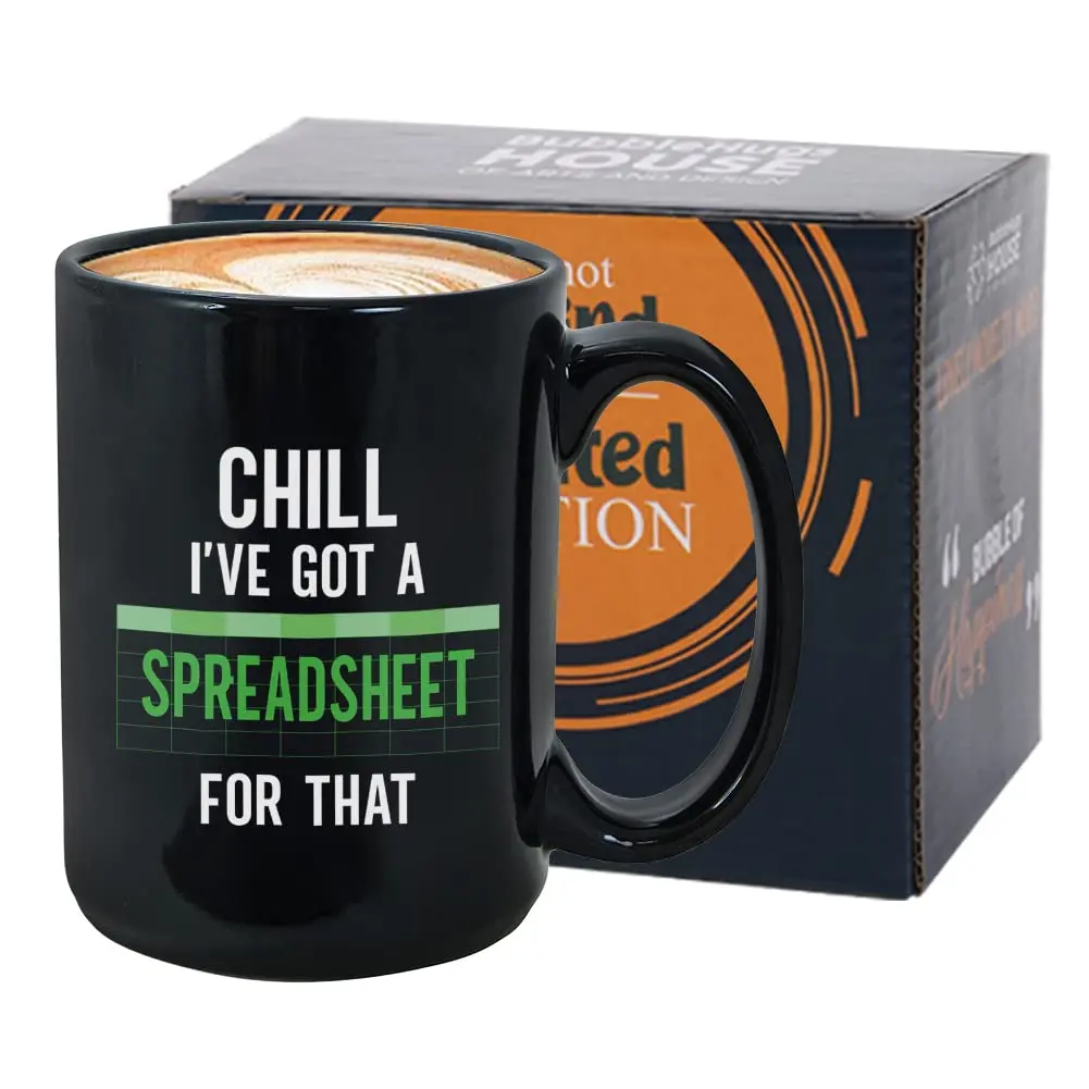 Bubble Hugs Accountant Coffee Mug 15 oz Black | Funny Finance Data Analyst Gift Men Women - main product image
