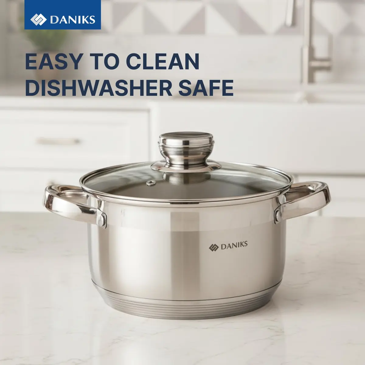 Daniks 3.2 Quart (3 L) Stainless Steel Stock Pot with Glass Lid | Induction Compatible, Built-In Scale - view 7