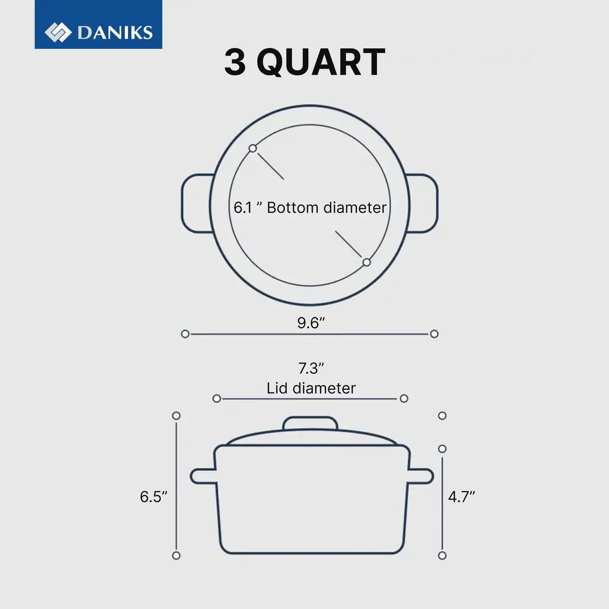Daniks 3.2 Quart (3 L) Stainless Steel Stock Pot with Glass Lid | Induction Compatible, Built-In Scale - view 2