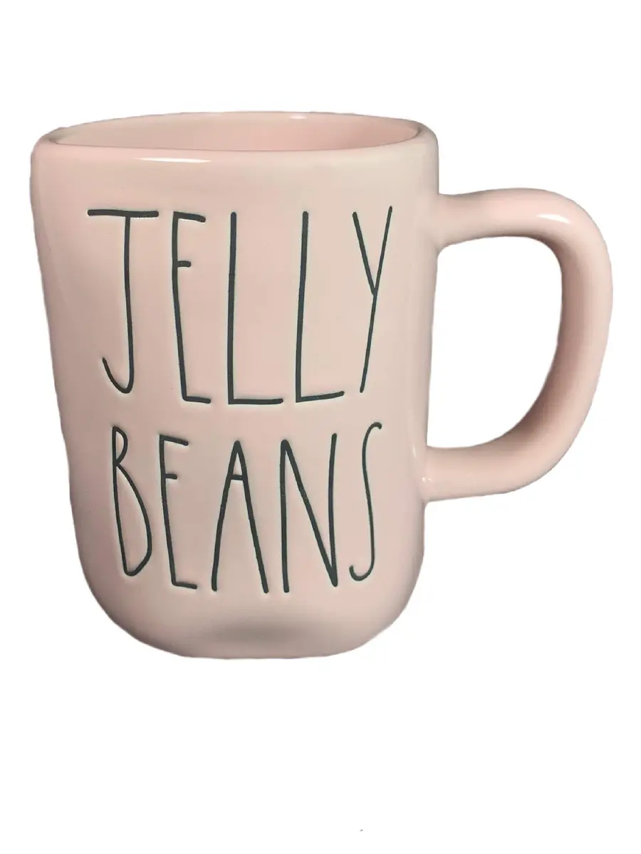 Rae Dunn JELLY BEANS Mug - Pink Easter Ceramic 11oz | Allside Pink, Very Rare - main product image