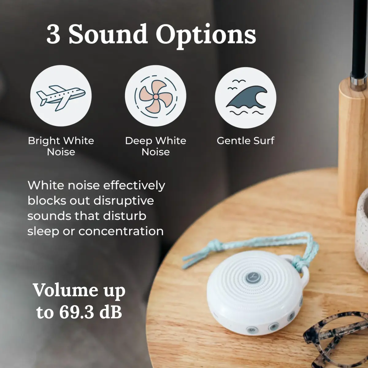 YOGASLEEP Rohm Portable White Noise Machine & Travel Case | 3 Sounds, 24-Hr Battery, USB Rechargeable, Noise Blocking - view 3