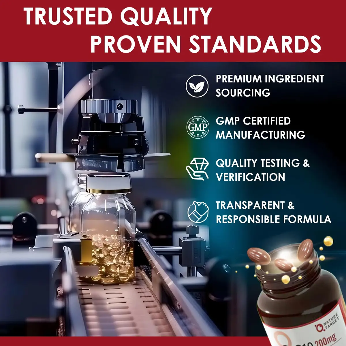 NATURE TARGET CoQ10 200mg Softgels with PQQ, 120 Servings | High Absorption Antioxidant for Heart & Immunity - view 7