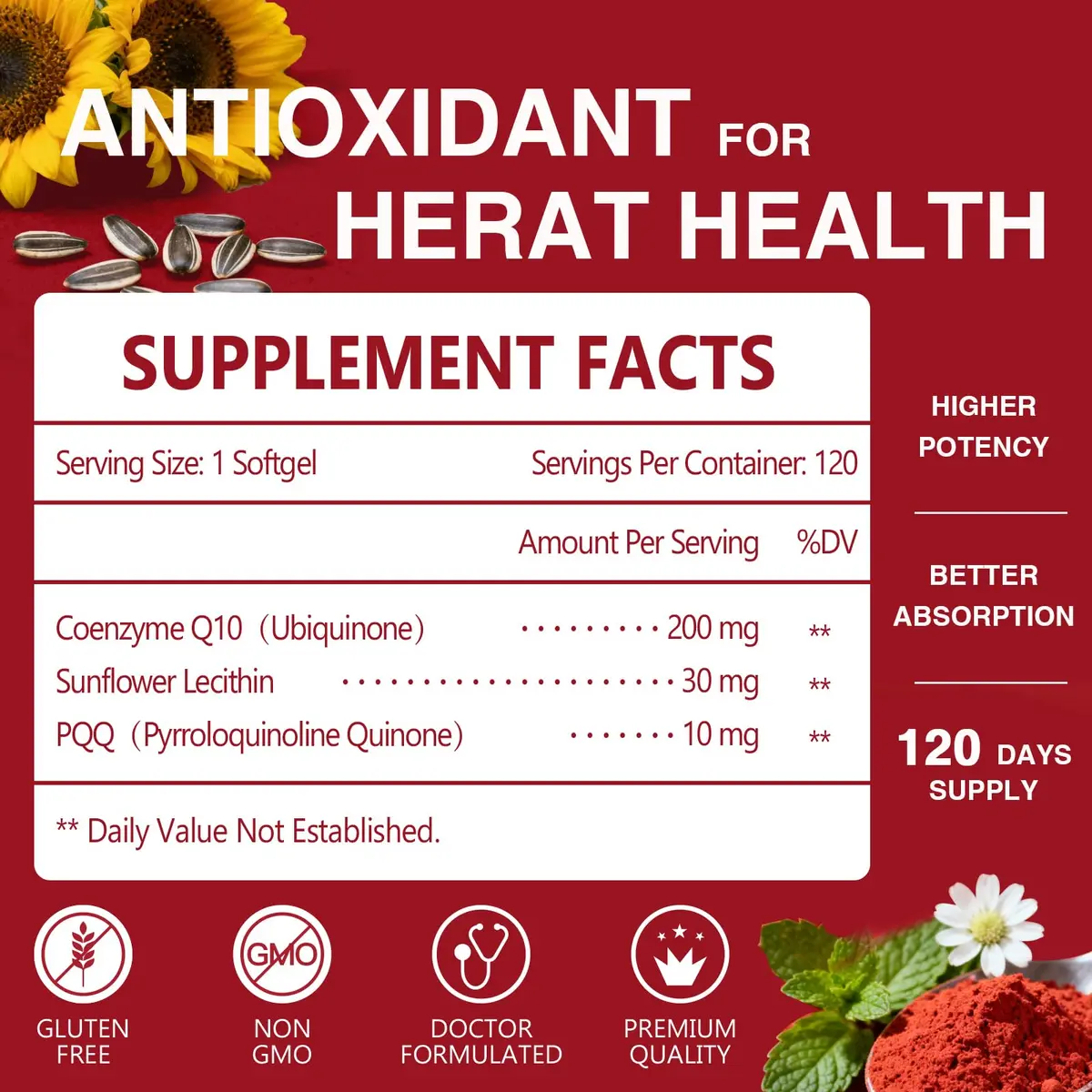 NATURE TARGET CoQ10 200mg Softgels with PQQ, 120 Servings | High Absorption Antioxidant for Heart & Immunity - view 2