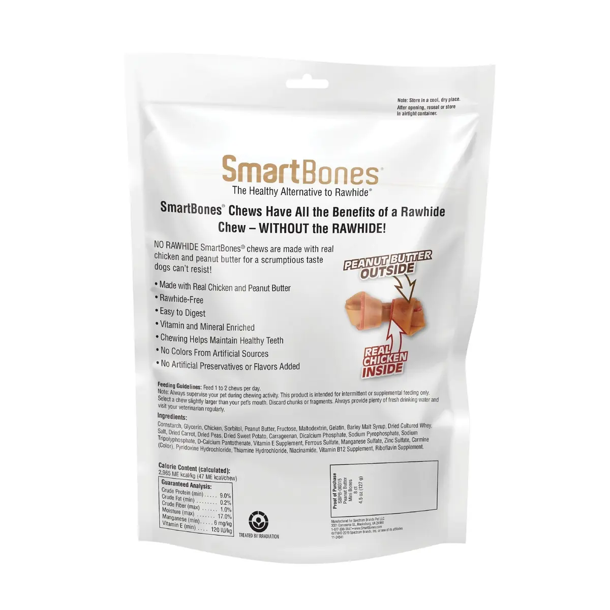 SmartBones Mini Bones Rawhide-Free Dog Treats 8 Count | Peanut Butter Flavor, Easy to Digest, Healthy Alternative - view 2