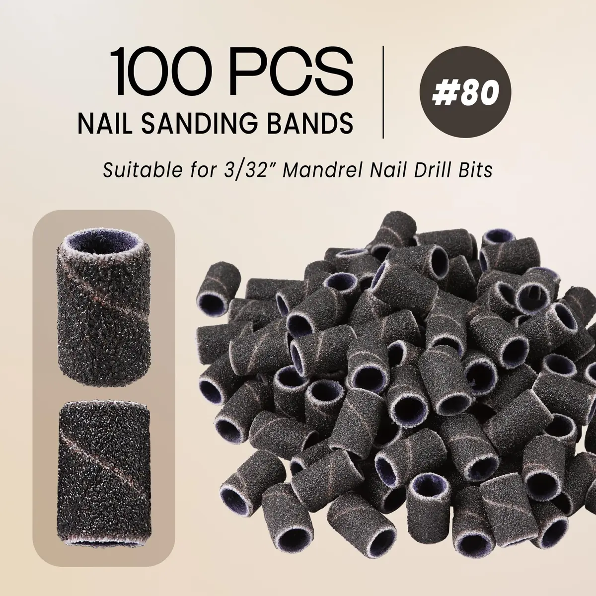 PANA Black Abrasive Nail Sanding Bands 80 Grit (100-Pack, 0.6 in. / 15.2 mm) - view 2