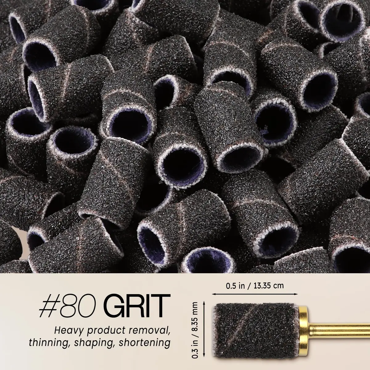 PANA Black Abrasive Nail Sanding Bands 80 Grit (100-Pack, 0.6 in. / 15.2 mm) - view 3