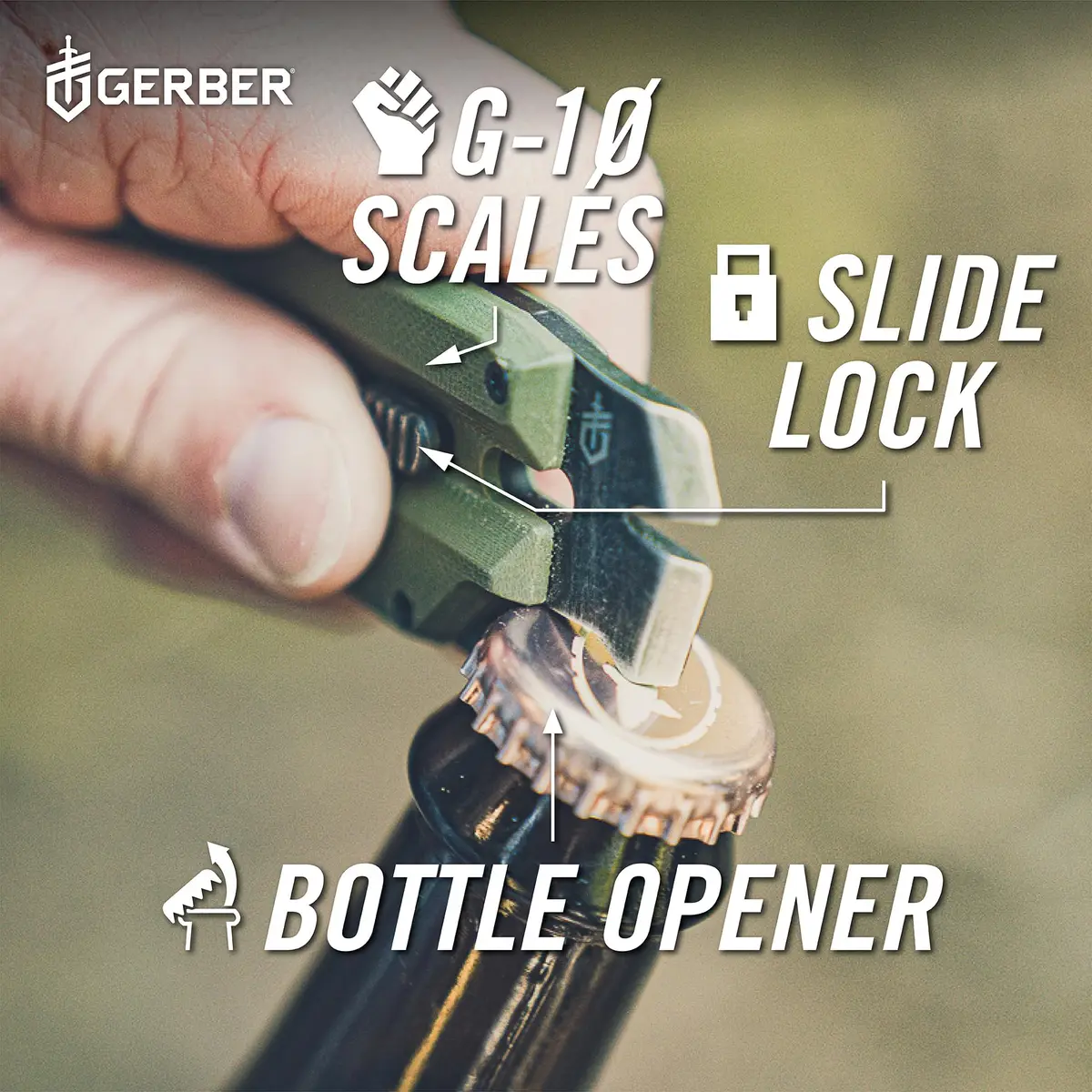 Gerber Prybrid Utility Knife Multitool 8-in-1 Box Cutter, Green G10, 10.8 cm (4.25 in) Folded - view 6