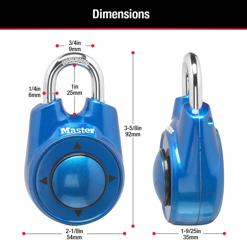 Master Lock 1500iD Set Your Own Directional Combination Padlock, Blue | Fast Secure Lock for School & Gym - view 6