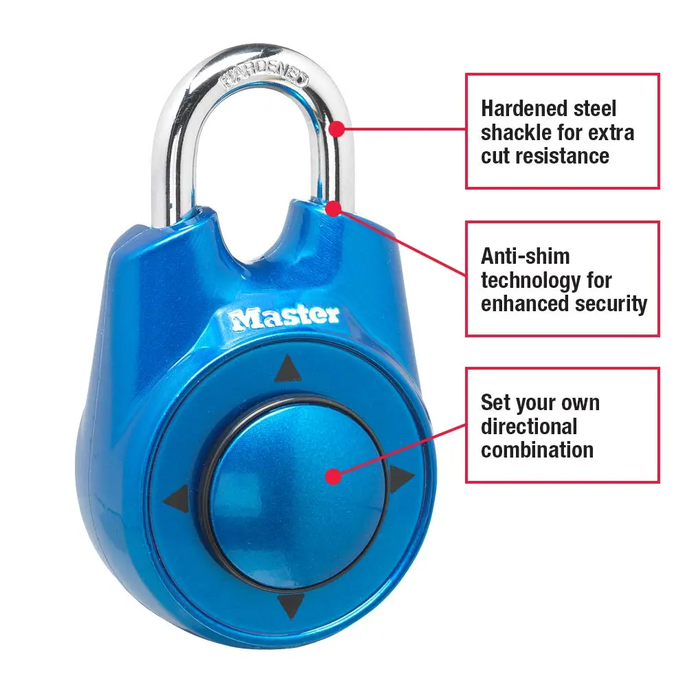 Master Lock 1500iD Set Your Own Directional Combination Padlock, Blue | Fast Secure Lock for School & Gym - view 2