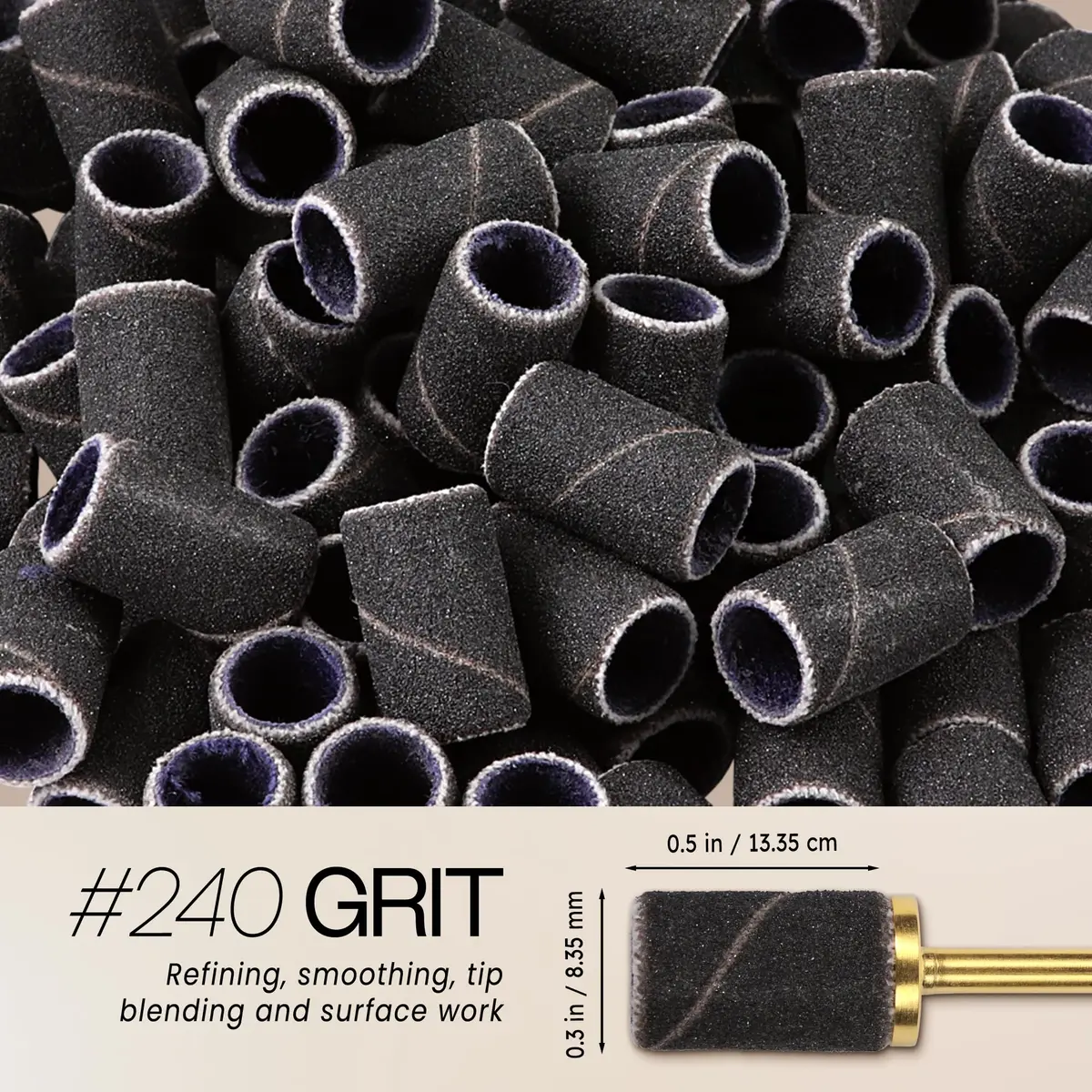 PANA 100 Pieces Nail Sanding Bands 240 Grit Black | Professional Manicure & Pedicure Tools - view 3