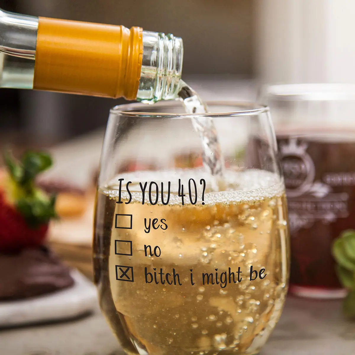 Gelid 40th Birthday Wine Glass | Funny Is You 40 Gift for Mom Dad Husband Wife - view 4