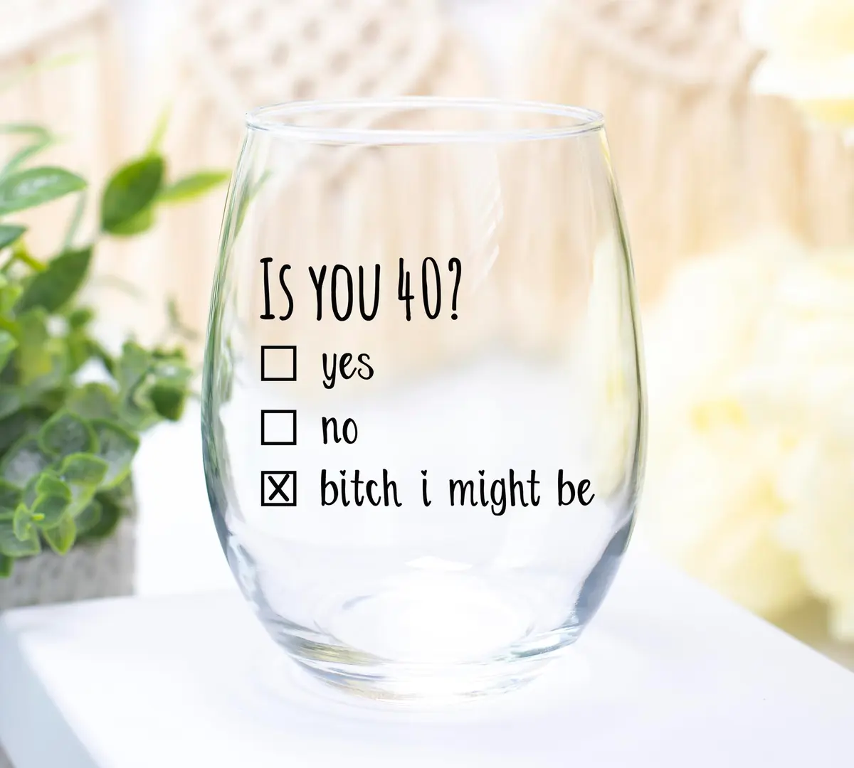 Gelid 40th Birthday Wine Glass | Funny Is You 40 Gift for Mom Dad Husband Wife - view 5