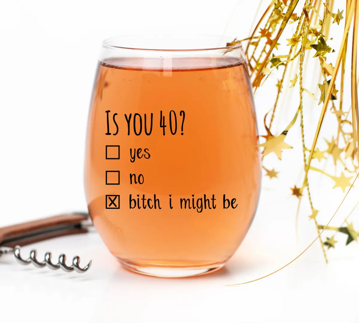 Gelid 40th Birthday Wine Glass | Funny Is You 40 Gift for Mom Dad Husband Wife - view 6